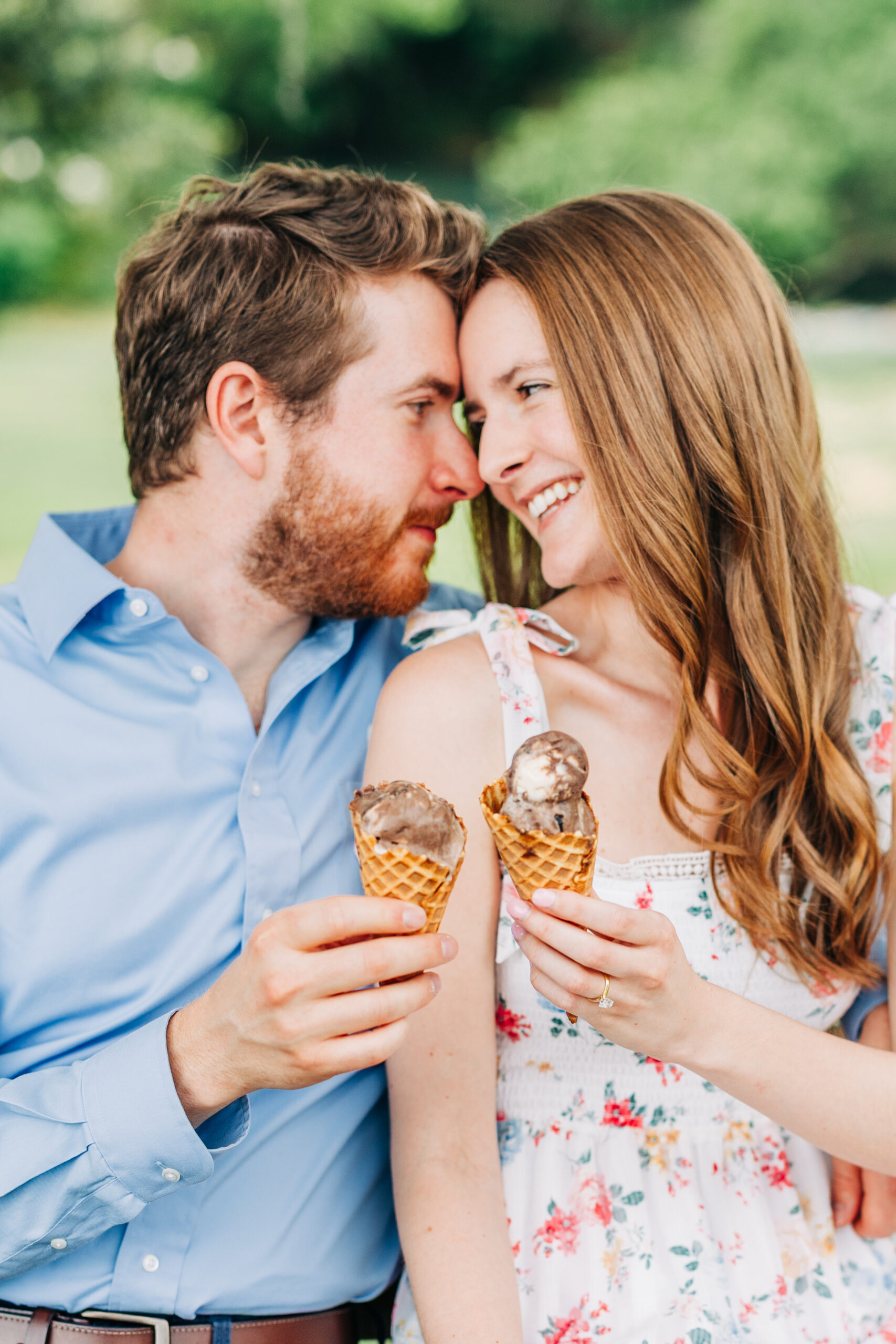 Engagement session in Downtown Columbia, SC featuring ice cream