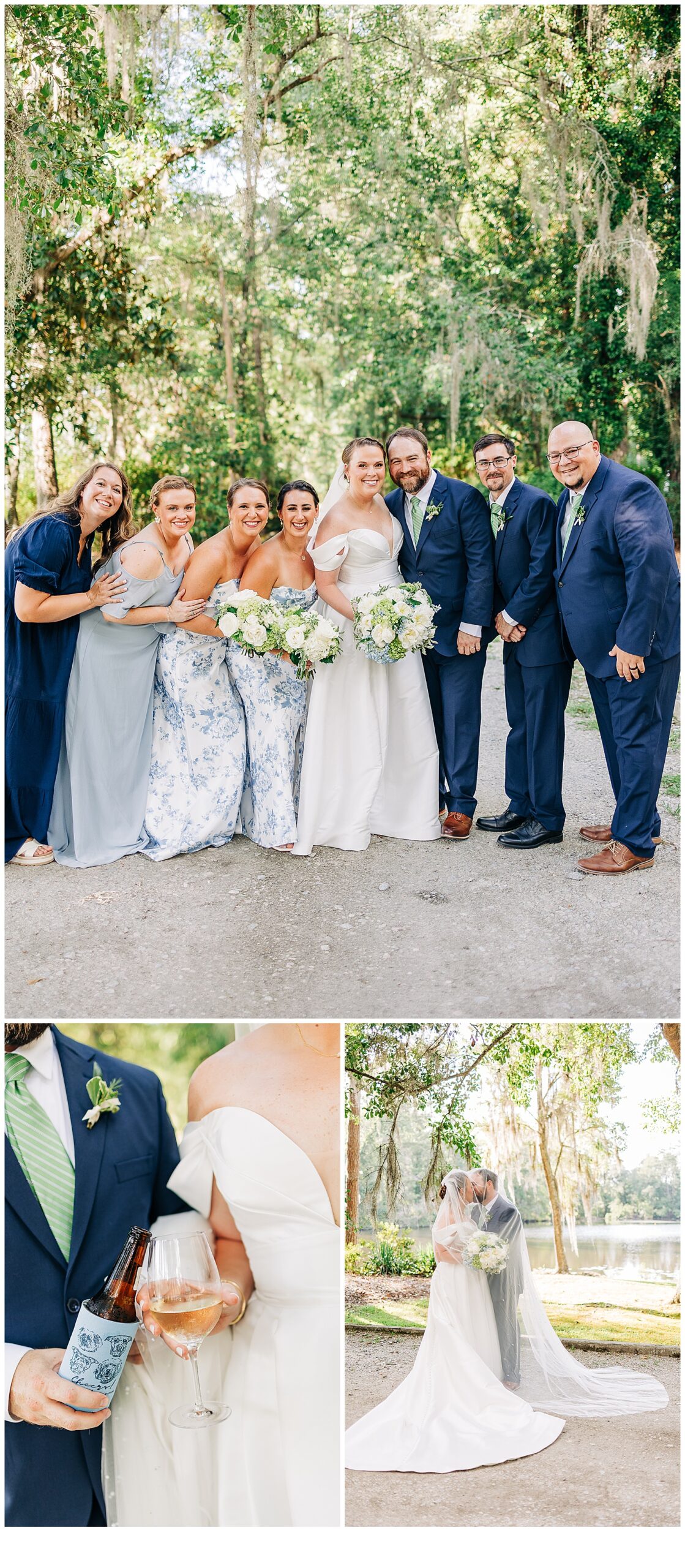 Pictures of the bride and groom and their wedding party