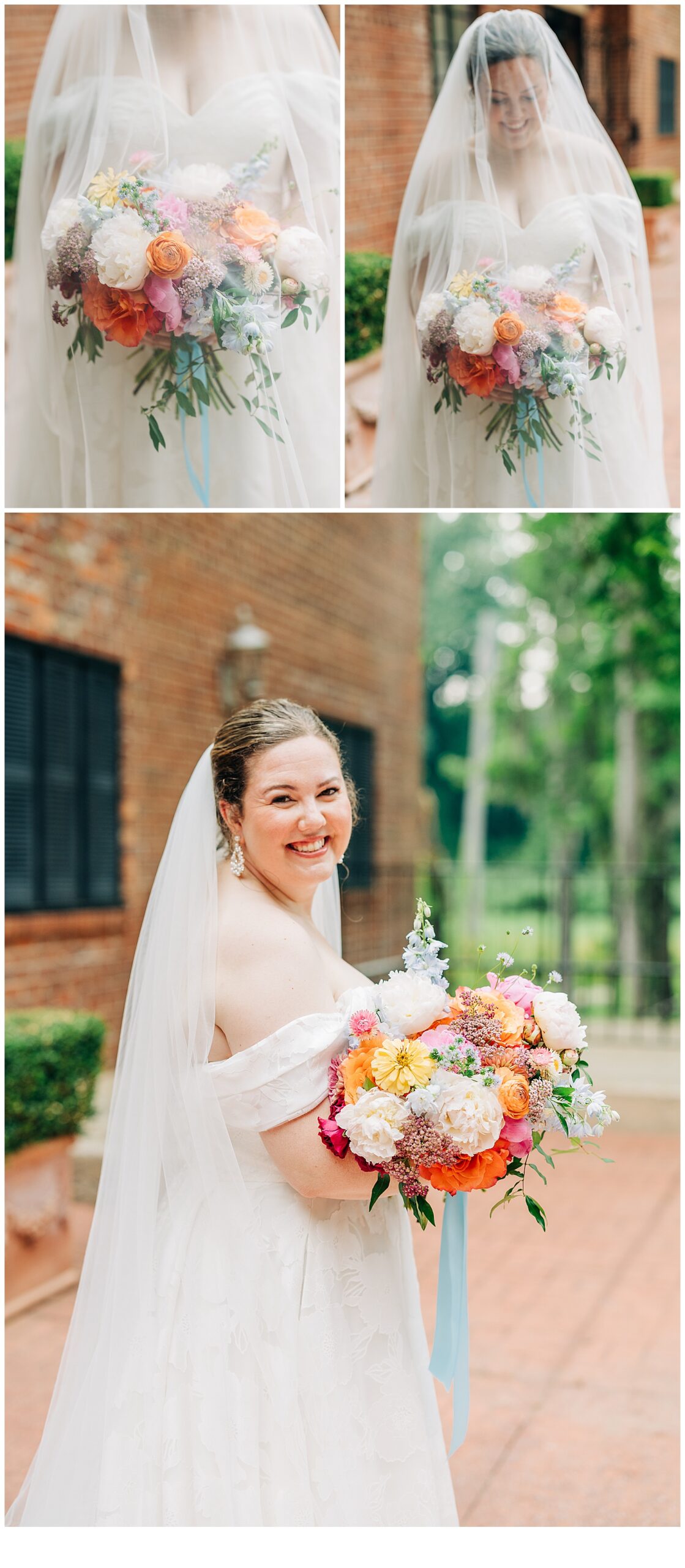 Bridal portrait at Adam’s pond with her Bouquet