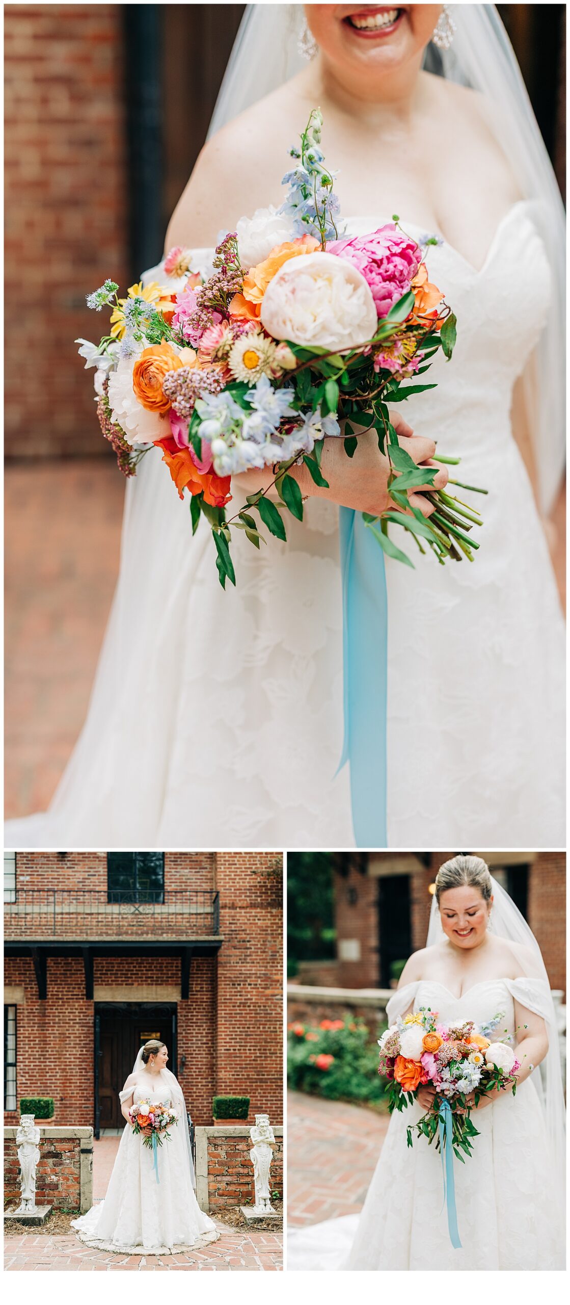 Bridal portrait at Adam’s pond with her Bouquet