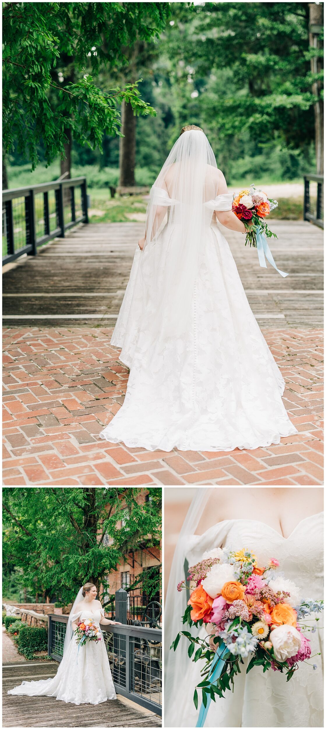 Bridal portrait at Adam’s pond with her Bouquet
