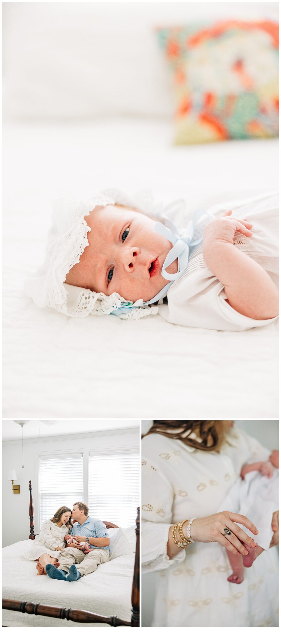 Sweet picture of newborn baby then mom and dad holding their newborn