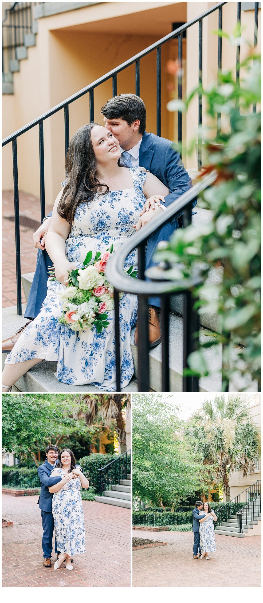 Couple loving on each other at the South Carolina horseshoe
