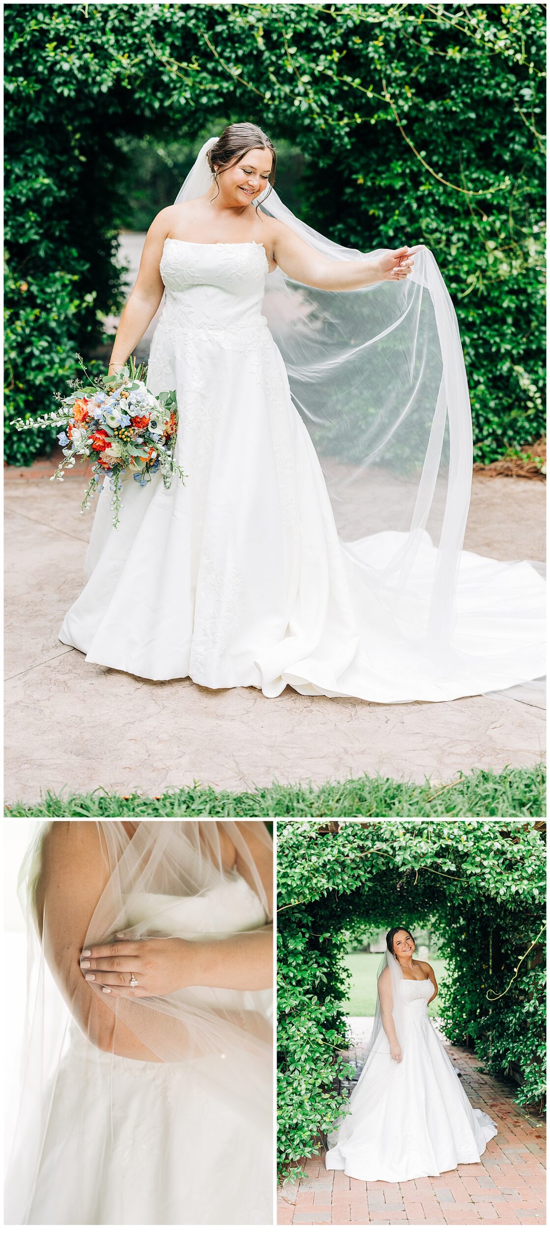 Bride with her amazing vail 