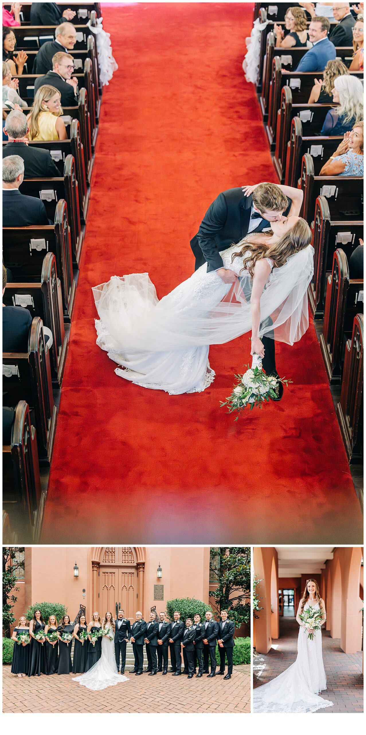 Bride and groom kissing after saying “ I do”. Bridal shot, wedding party 
