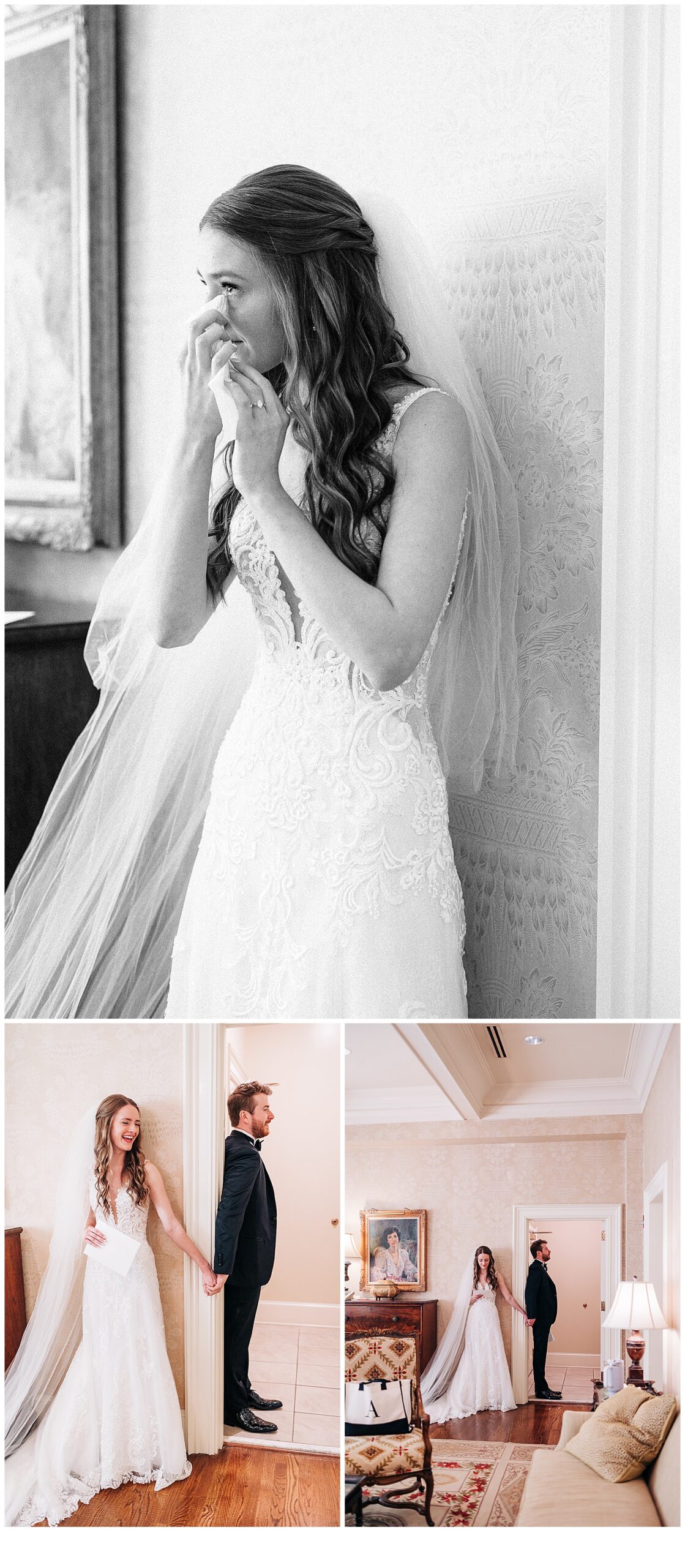 Bride and groom reading a letter to each other before saying “ I do”