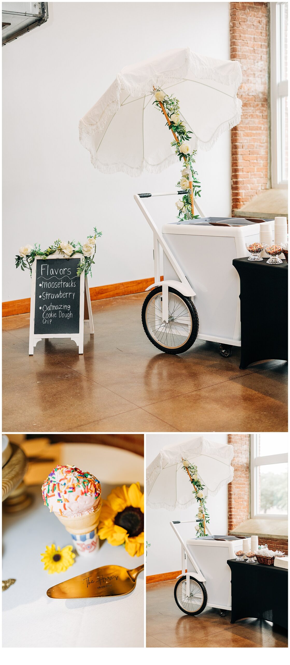 The adorable ice cream bar at the wedding