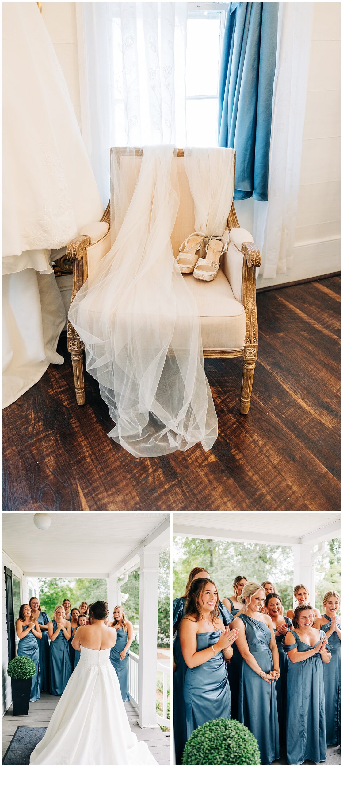 Bridal party first look at the bride 