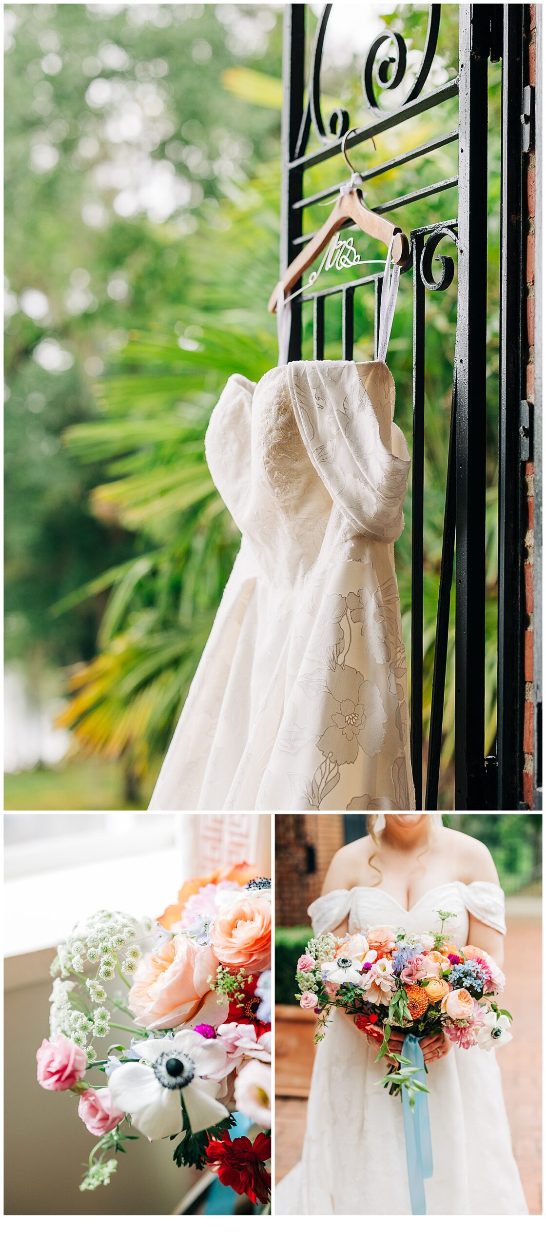 Beautiful picture of the bride at Adam’s pond with her bouquet,also a beautiful picture of her wedding dress  