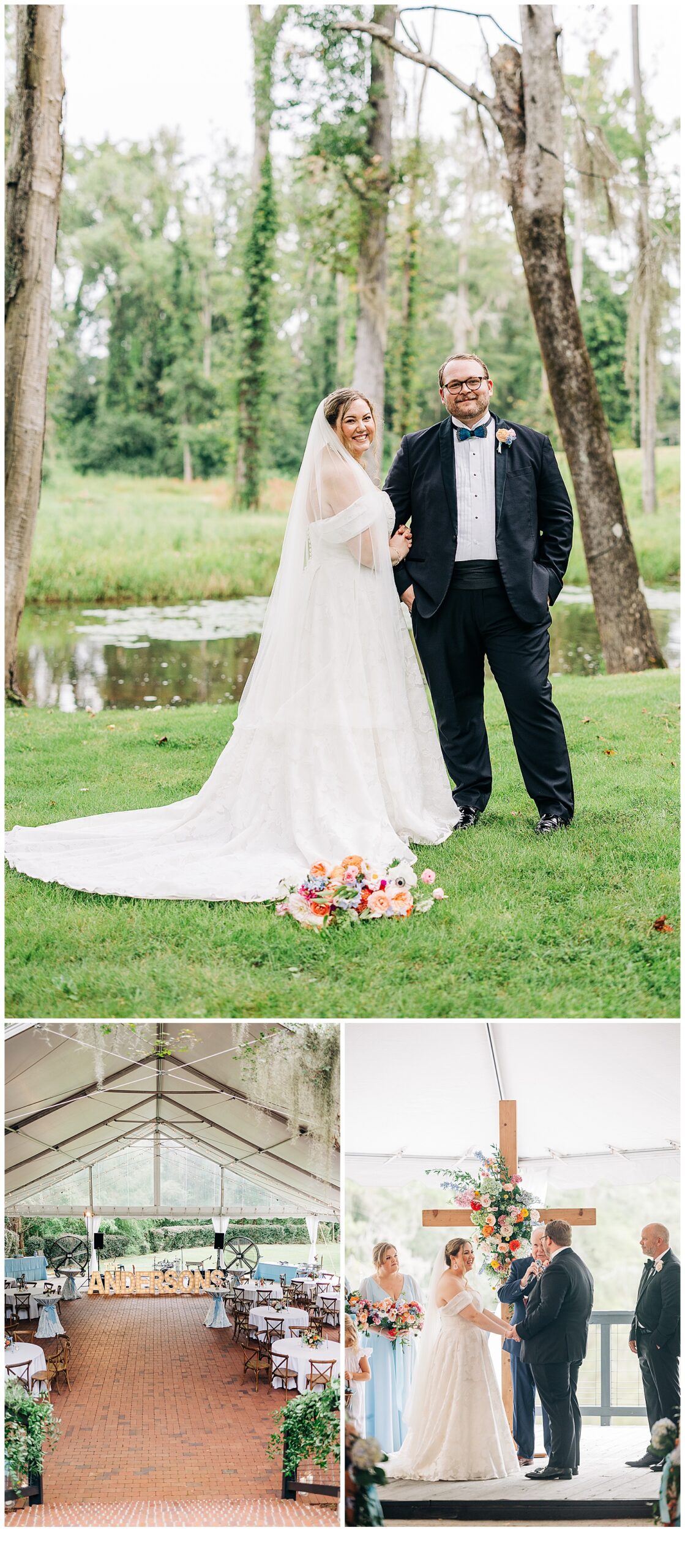 Husband and wife in front of Adam’s pond saying “ I do” 