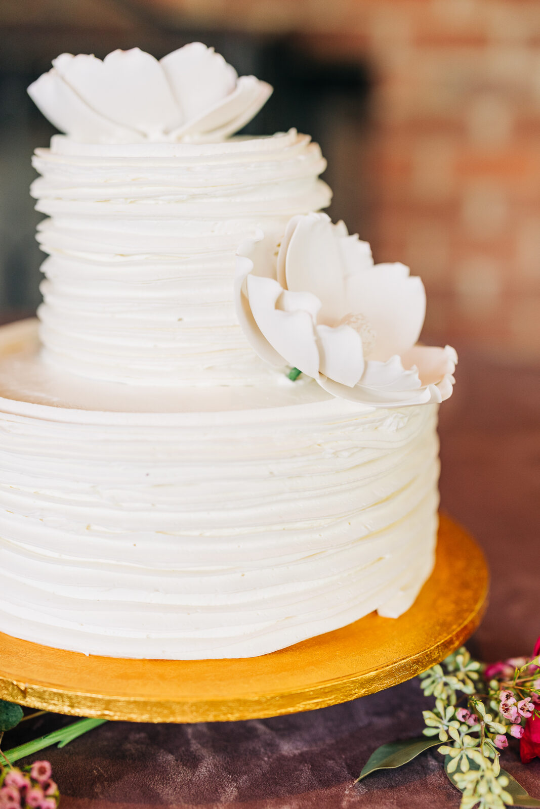 Funfetti wedding cake and custom dog-inspired napkins and koozies at Sarah & Ethan’s Columbia wedding