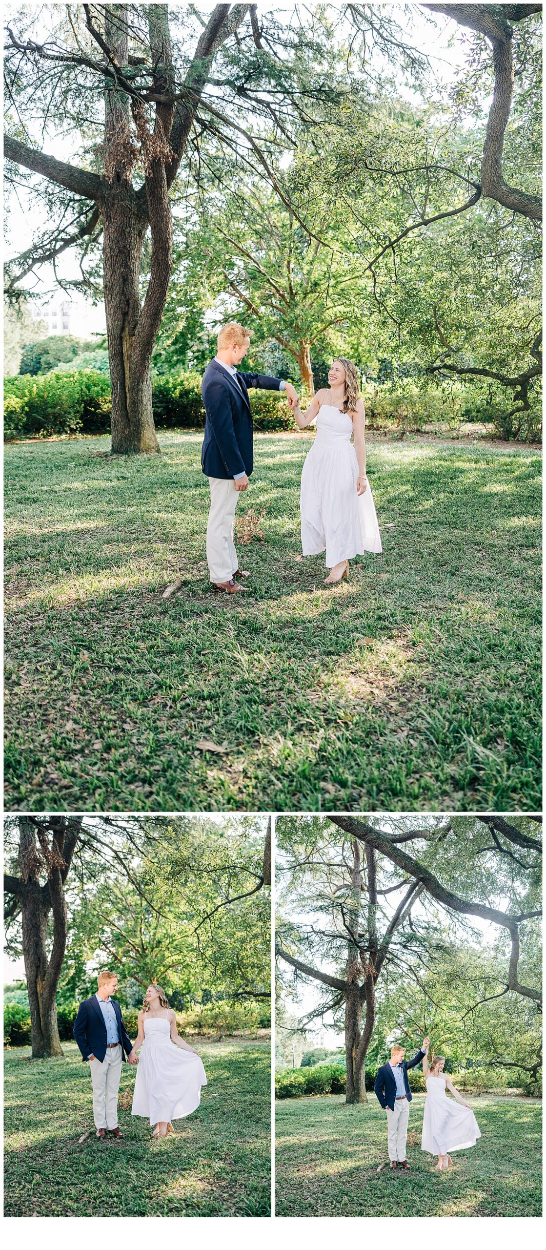Boy twirls the girl