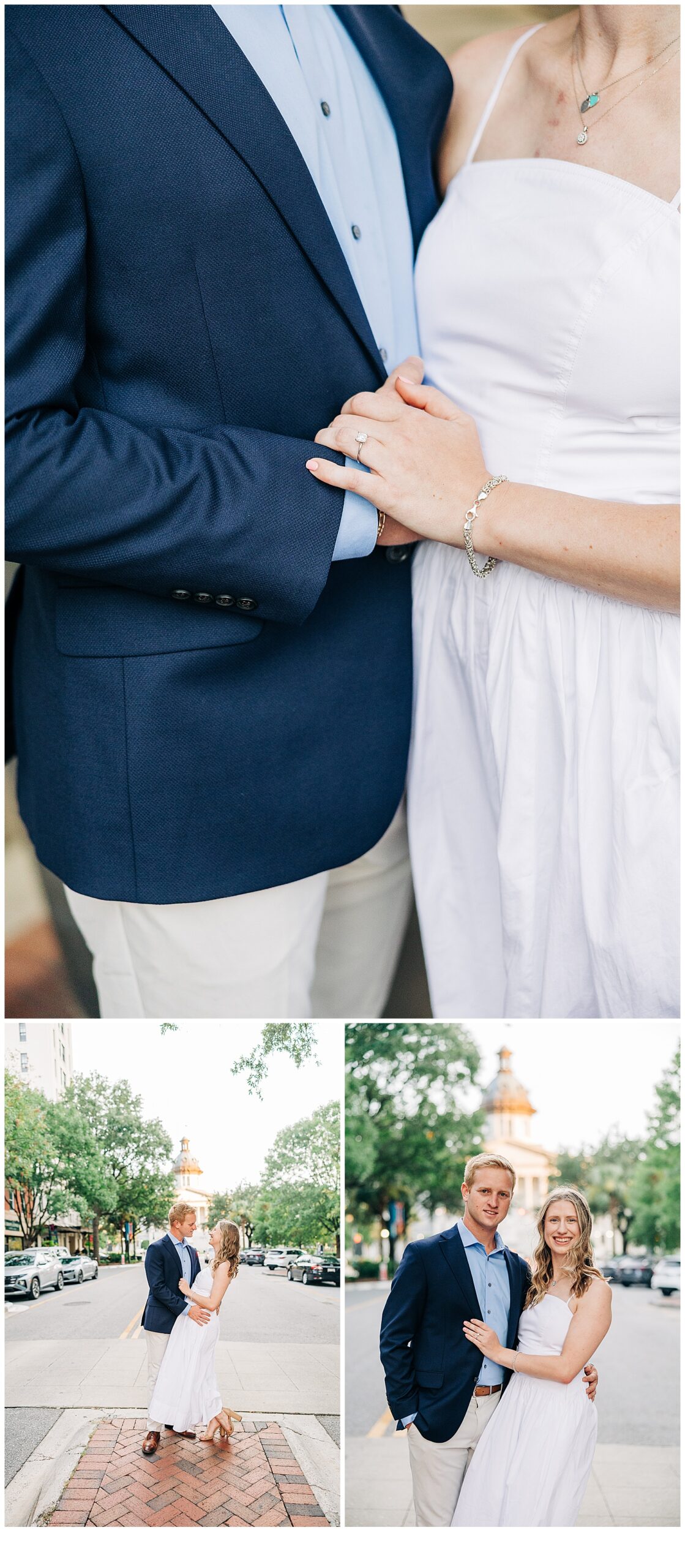 Ring picture and couple in front of the capital Columbia sc 