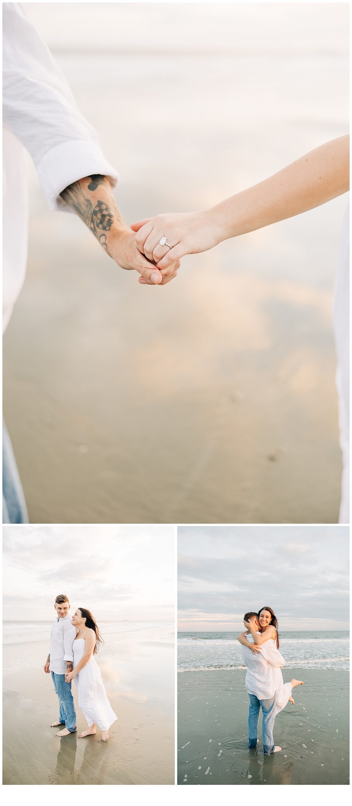 Couple photo with engagement ring
