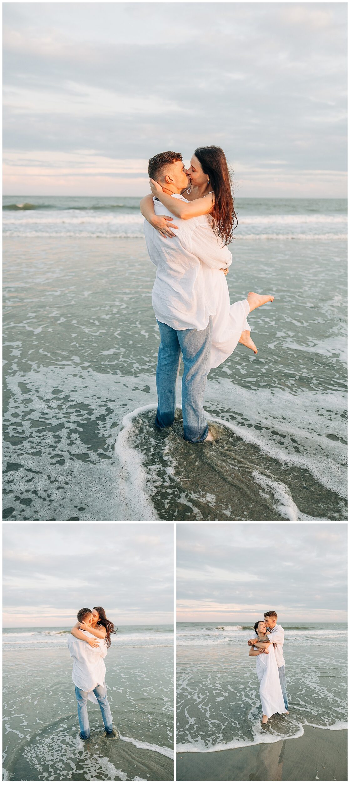 Couple kissing in the water 