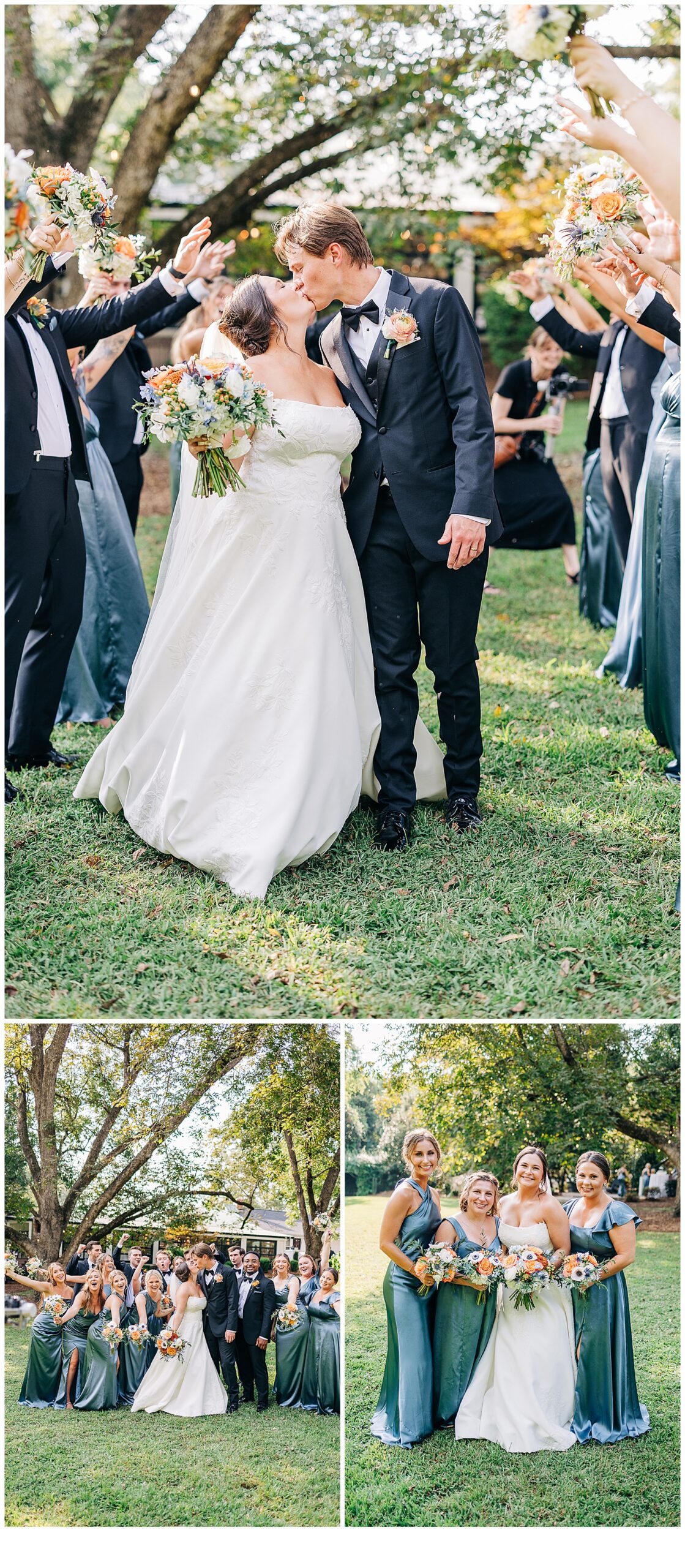 Wedding party and cute kissing picture 