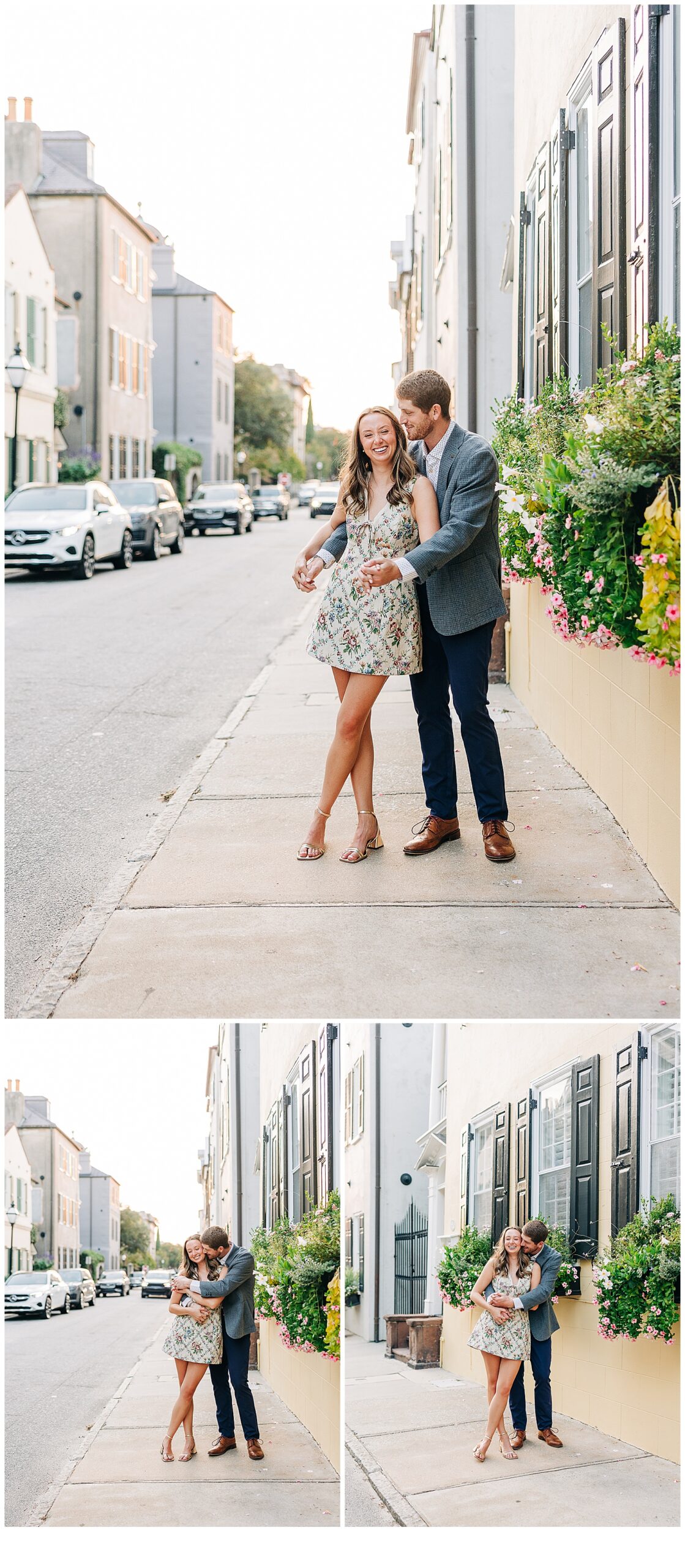 Charleston, SC Engagement Session embracing and full of smiles