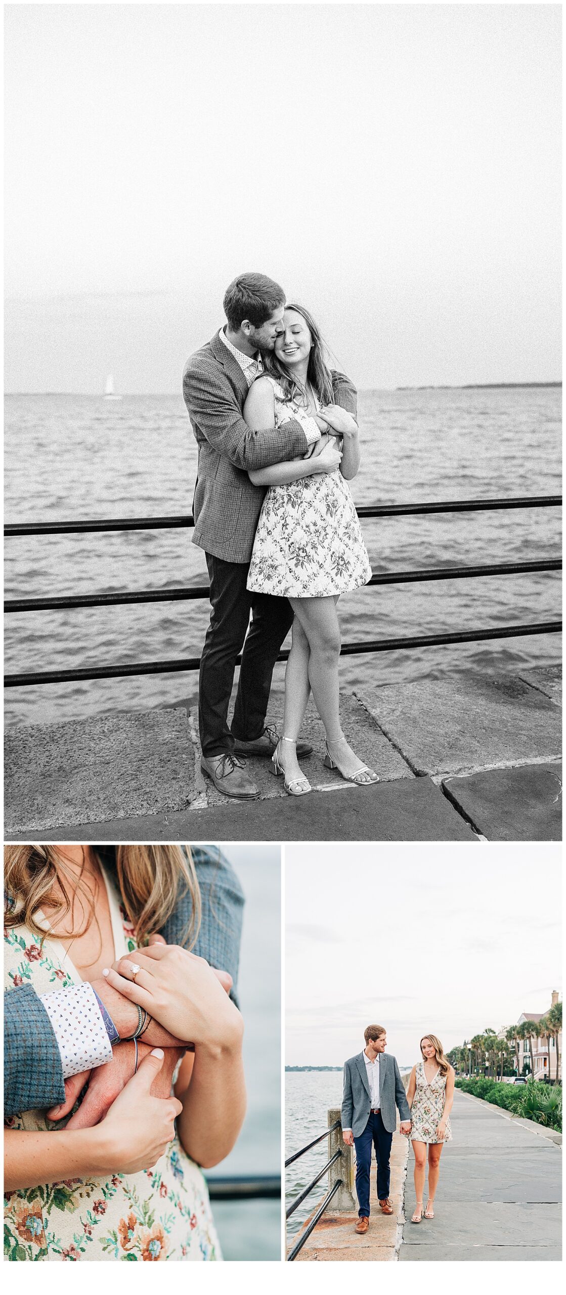 Charleston, SC Engagement Session embracing by the water