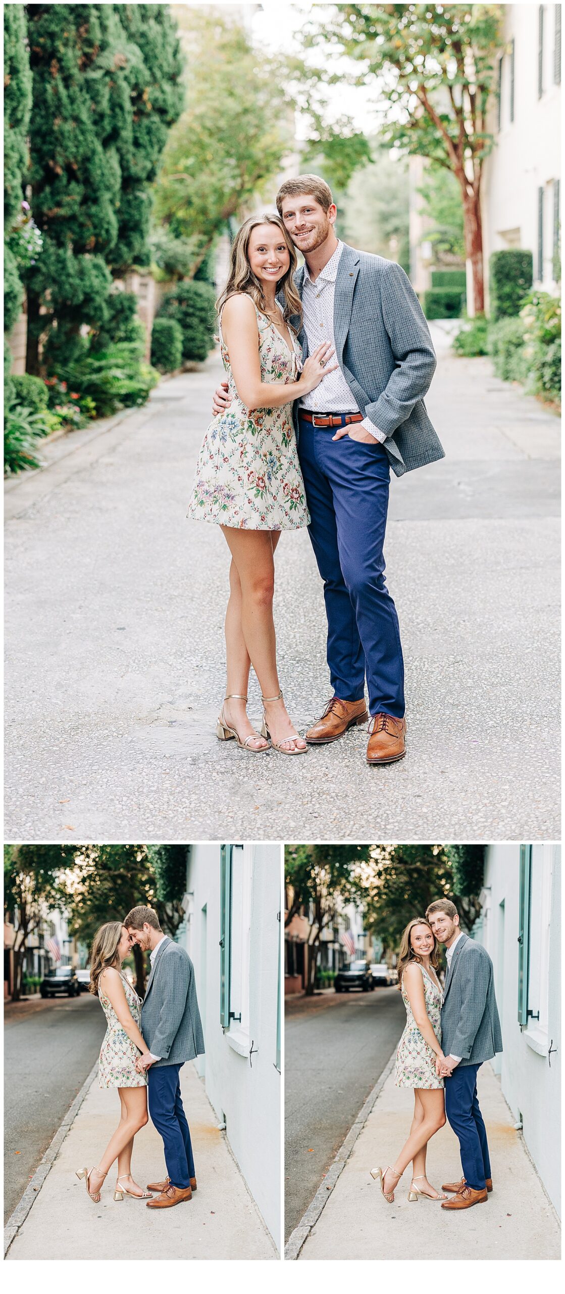 Charleston, SC Engagement Session couple holding hands and smiling