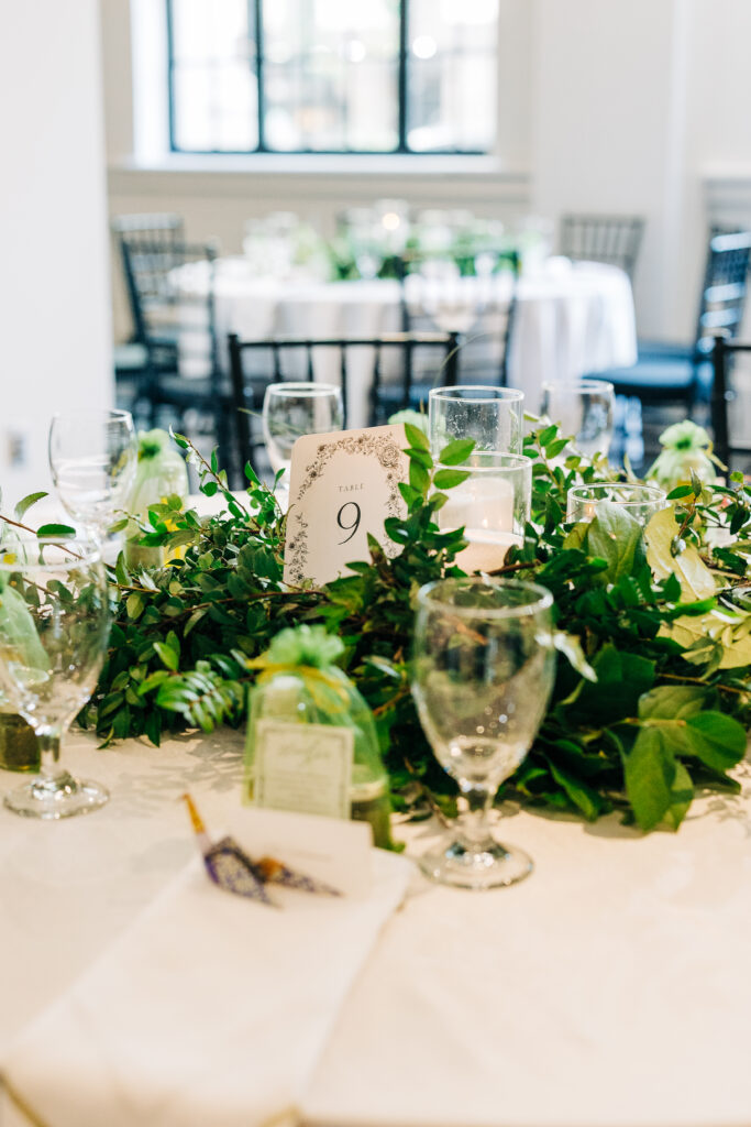 greenery wedding centerpiece at a south carolina wedding