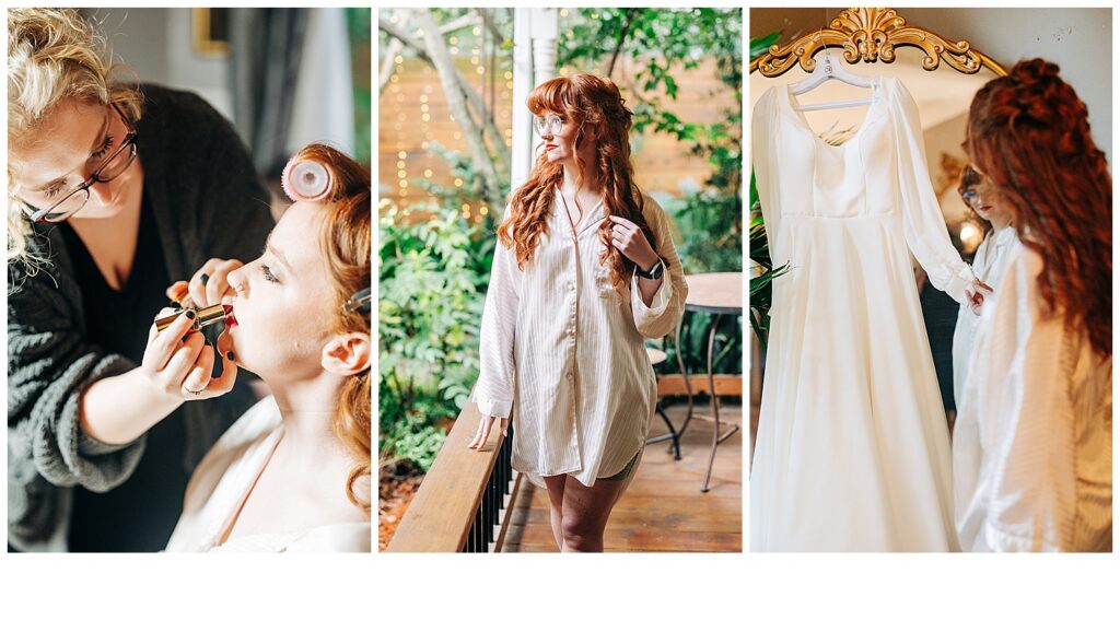 Bride getting ready at the River Road and Jasmine House