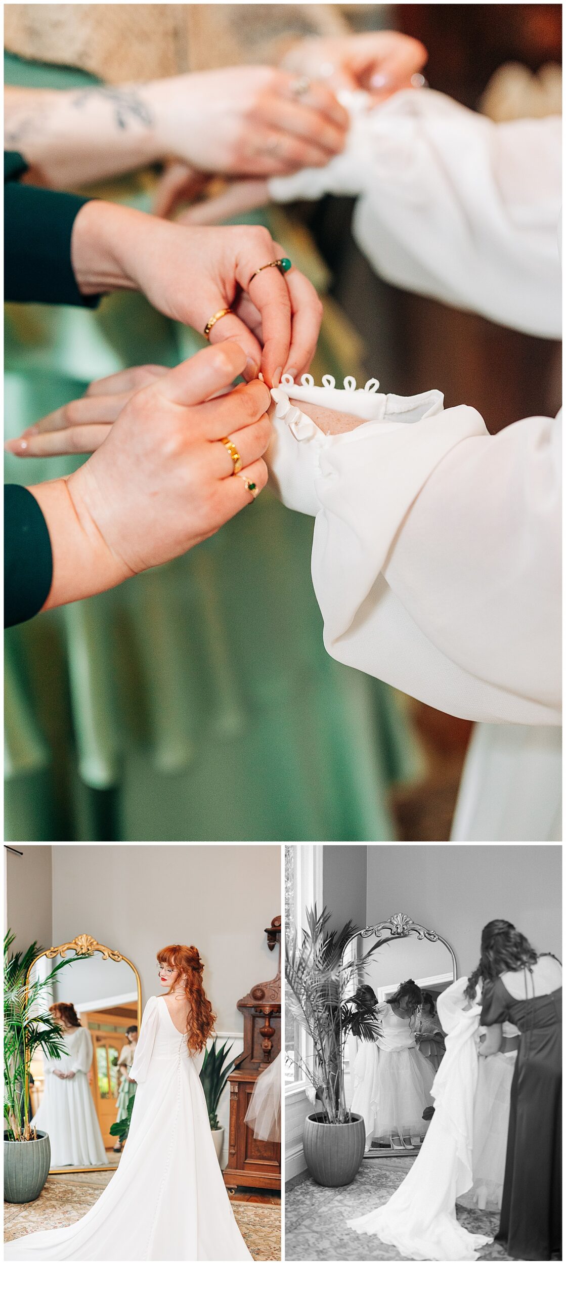 Bride getting her dress on 
