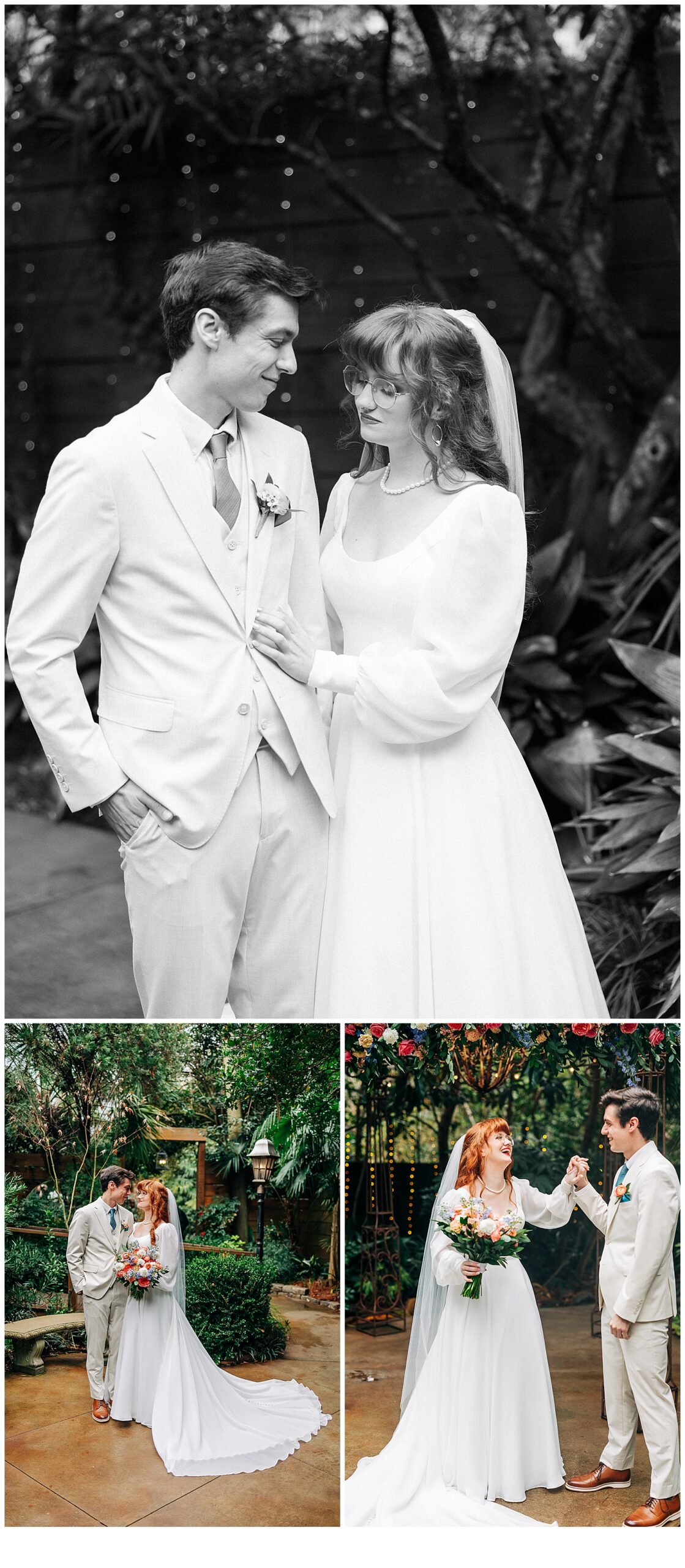 Bride and groom see each other for the first time on their wedding day